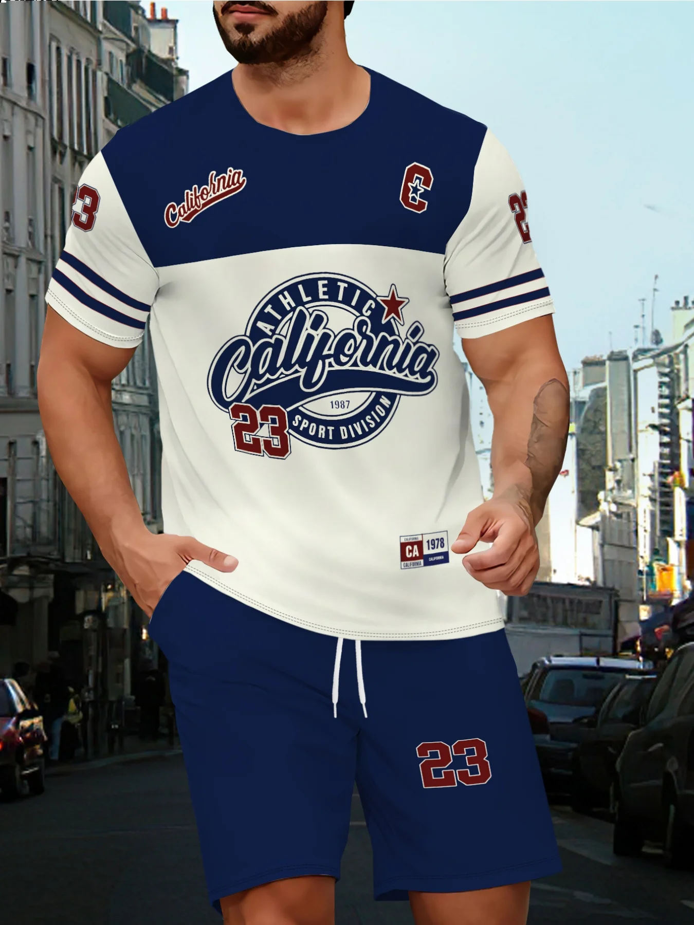 

2026 Summer Men's Suit with Letter Print Breathable Lightweight Casual Sports Outdoor Men's Clothing