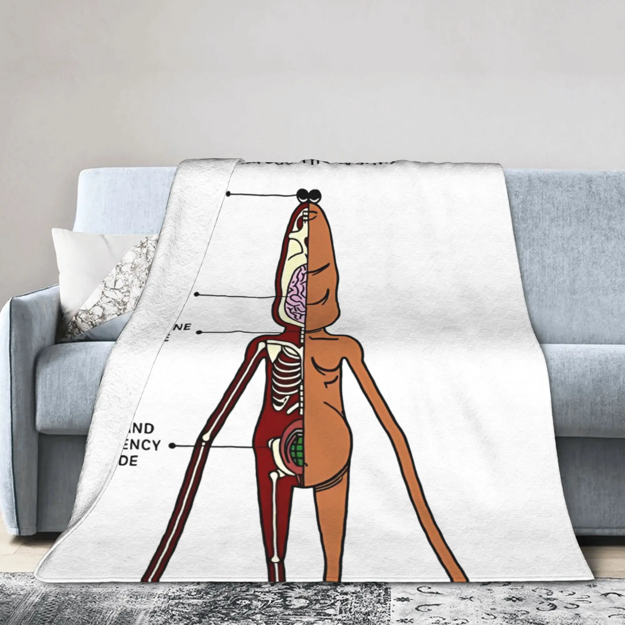 Marcus The Worm Anatomy Blanket Cover  Flannel Throw Blanket Bed Sofa Printed Ultra-Soft Warm Bedsprea,