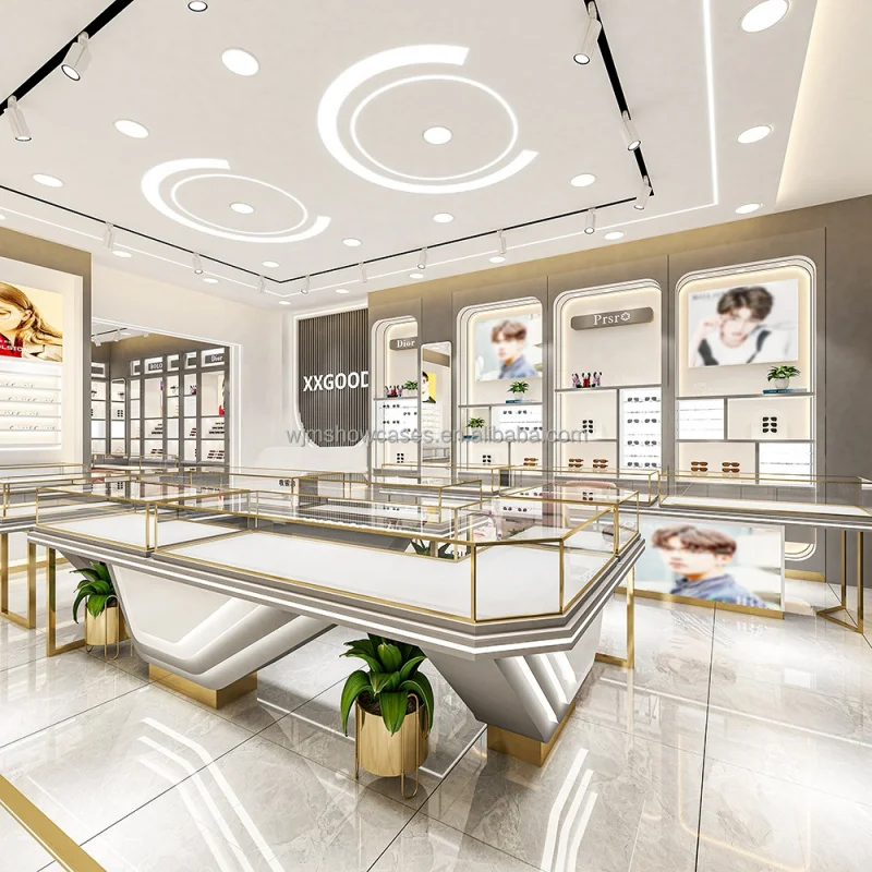 custom.Eyewear Display Showcase Design Wooden Sunglasses Optical Shop Showroom Display Shelf Eyeglasses Cabinet Furniture Design