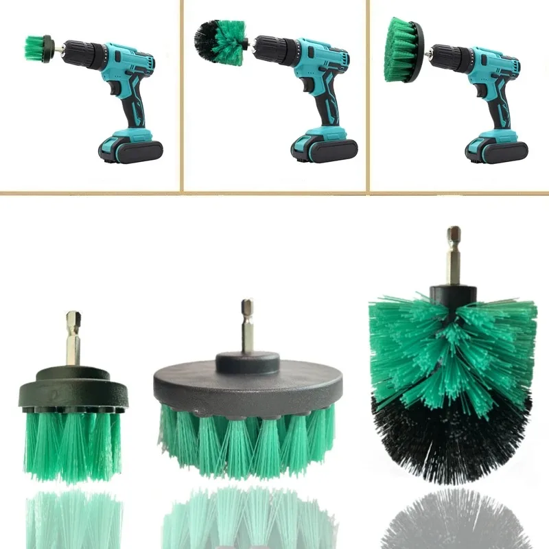 Electric Drill Bit Cleaning Brush Kit Heavyduty Cleaning Brush Strong Dirt Removal Hard Bristled Brush Car Floor Mat Cleaning