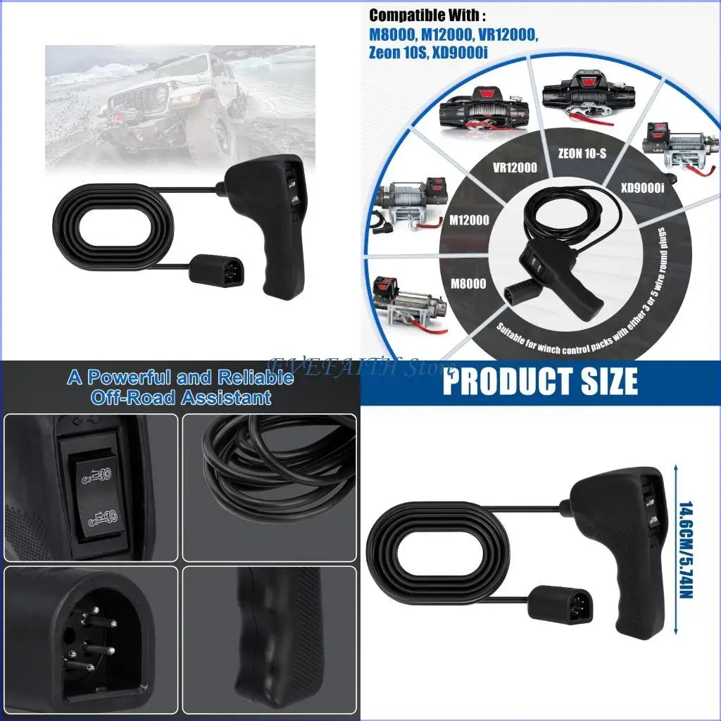 124B Plastic Winch Remote Handle Replace 83665 Plug-in Truck Winch Remote Controller