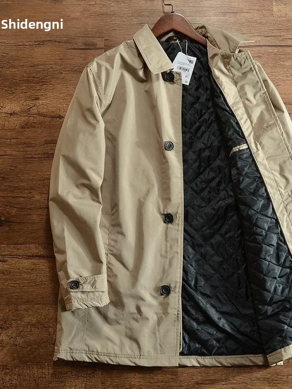 Classic Men's Casual Long Cotton-Padded Warmth Windbreaker Coat Autumn Winter Fashionable Sporty All-Season  Color