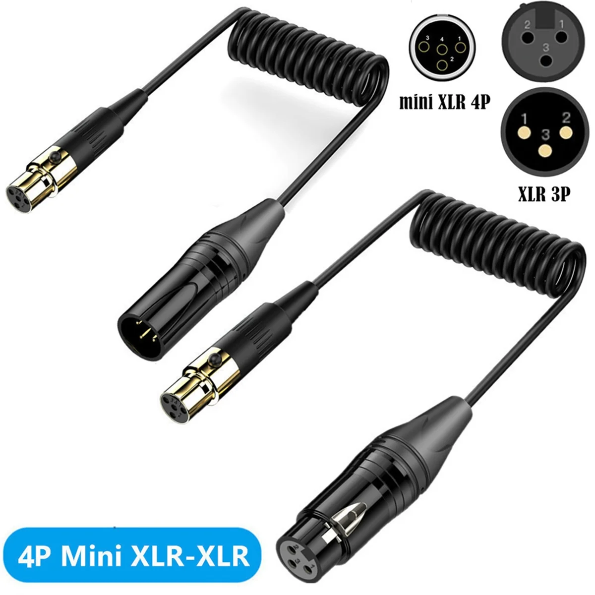 

M85K New XLR 3Pin Female to Mini XLR 4Pin Female Amplifier Audio Mixer Mini Microphone Camera Audio Cable