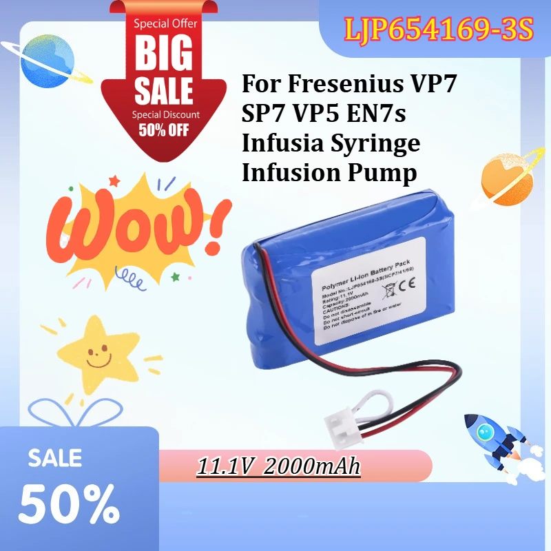 

2000mAh Li-ion Spare Battery LJP654169-3S 3ICP7/41/69 Compatible With Fresenius VP7 SP7 VP5 EN7s Infusia Syringe Infusion Pump