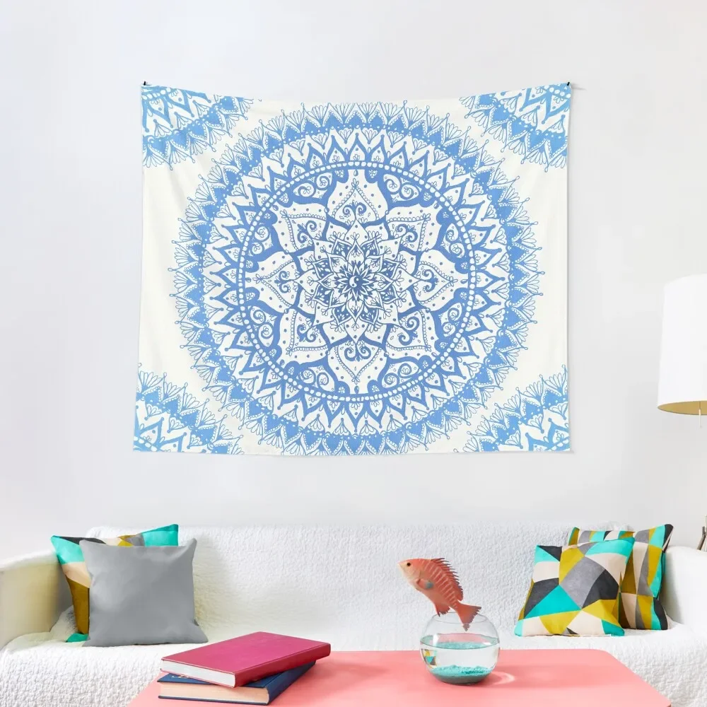 

Yin Yang Mandala in Soft Blues Tapestry Decor For Room On The Wall Room Decore Aesthetic Tapestry