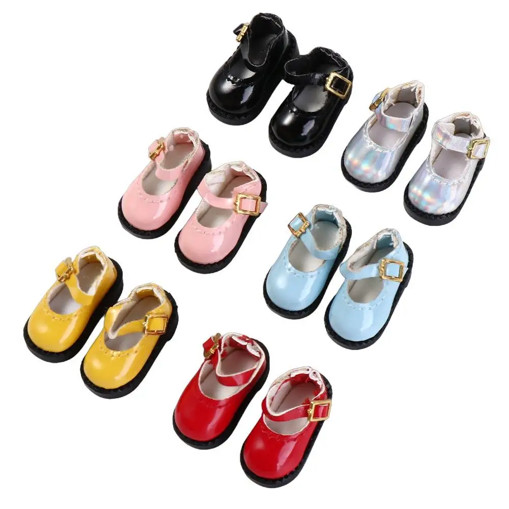 1Pair PU Cute Round Toe Shoes PU Leather Doll Sandals Mini 2.7*1.3cm 12 BJD Doll OB11 Princess Shoes Children Toys