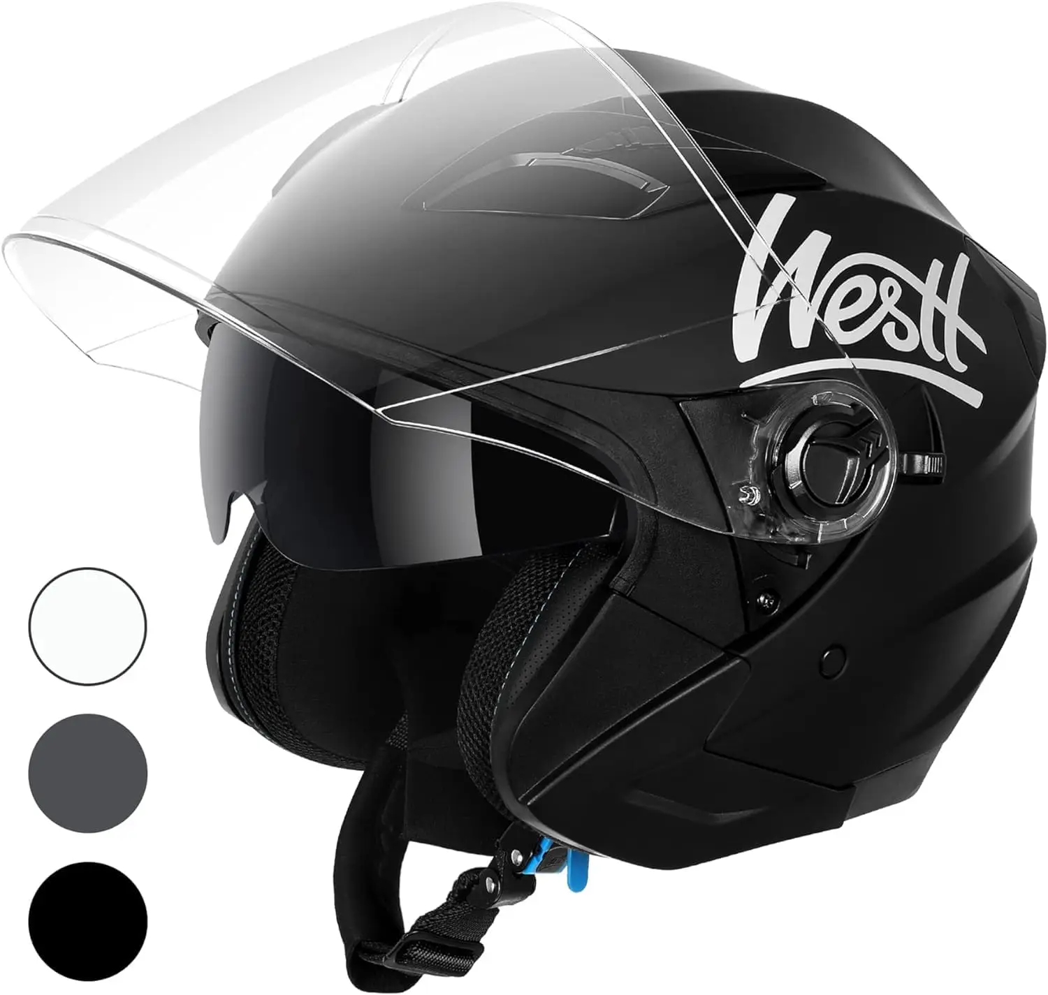 

Open Face Helmets with Dual Sun Visor- Motorcycle Helmet for Men and Women 3/4 Helmets DOT Approved for Scooter Motorbike Street