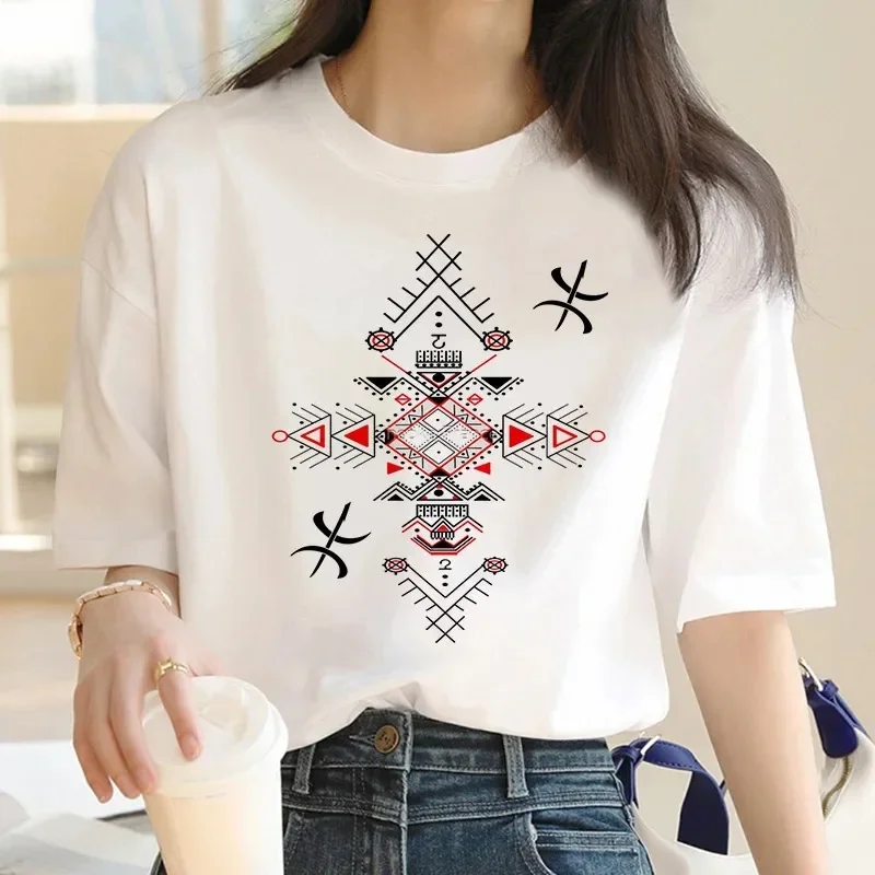 2024 New Amazigh T-shirt Clothing Women\'s Couple Korean Edition Ulzzang T-shirt Retro High Quality Women\'s Short sleeved