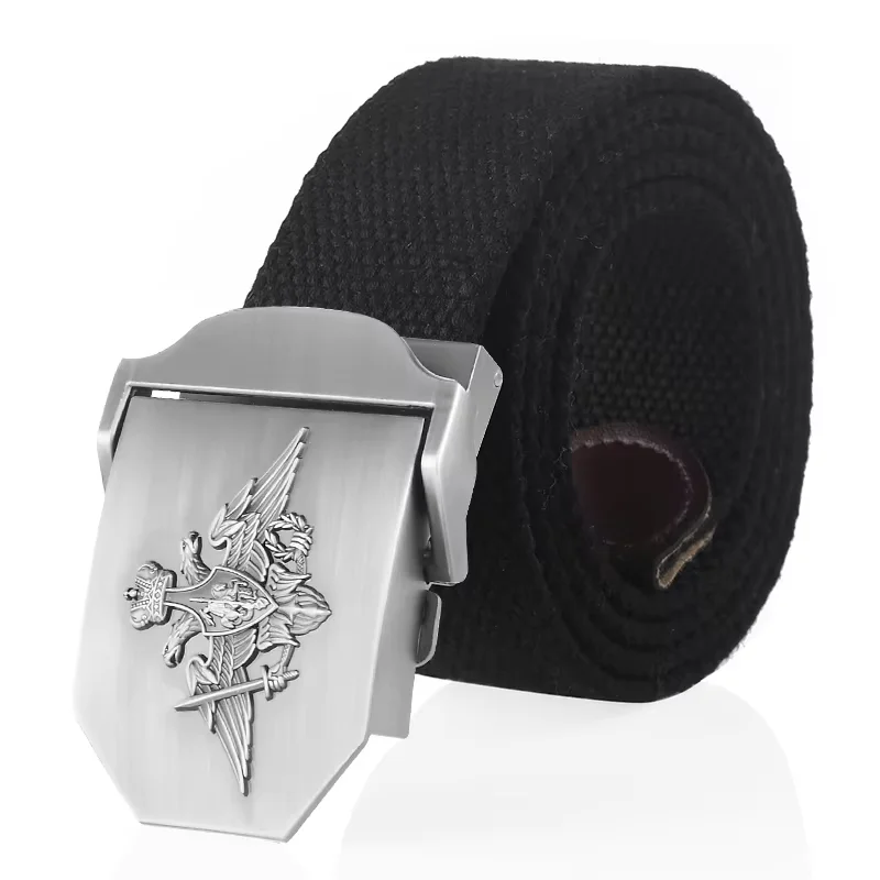 Cinturón de lona para hombre, cinturón táctico con hebilla de Metal de las fuerzas armadas de la Federación Rusa 3D, cinturón vaquero, correa militar para hombre