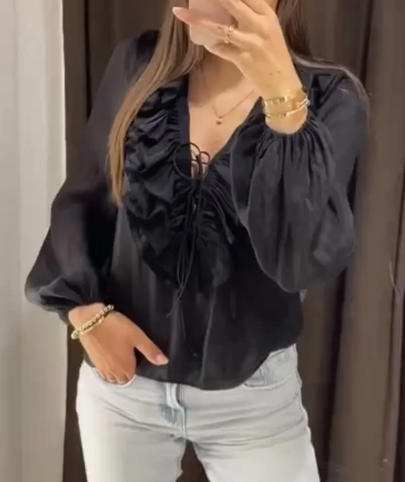 Autumn New Style Women's Clothing European And American Style Fashionable Casual Versatile Simple Layered Decorative Shirt