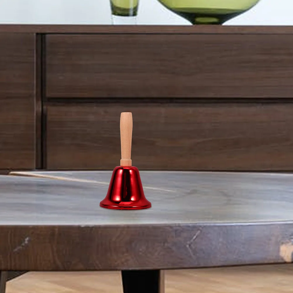 

3Pcs Loud Hand Bell Metal Bells Wooden Handle Dinner Training Classroom Service Bell Desk Ringing Red