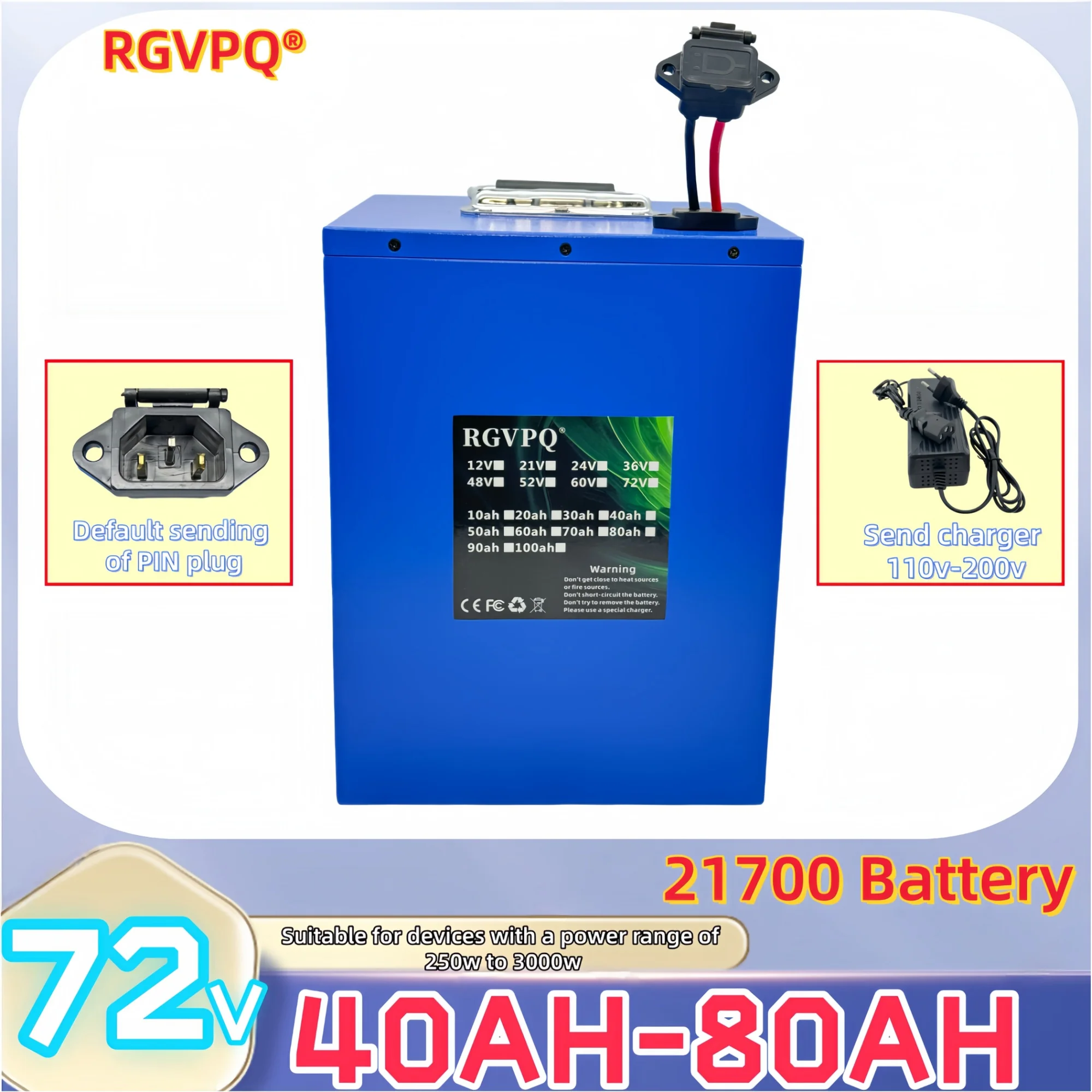 

Air freight, 24-hour delivery,72V21700 lithium-ion battery,40AH-80AH large capacity, waterproof shell material, built-in 40AHBMS
