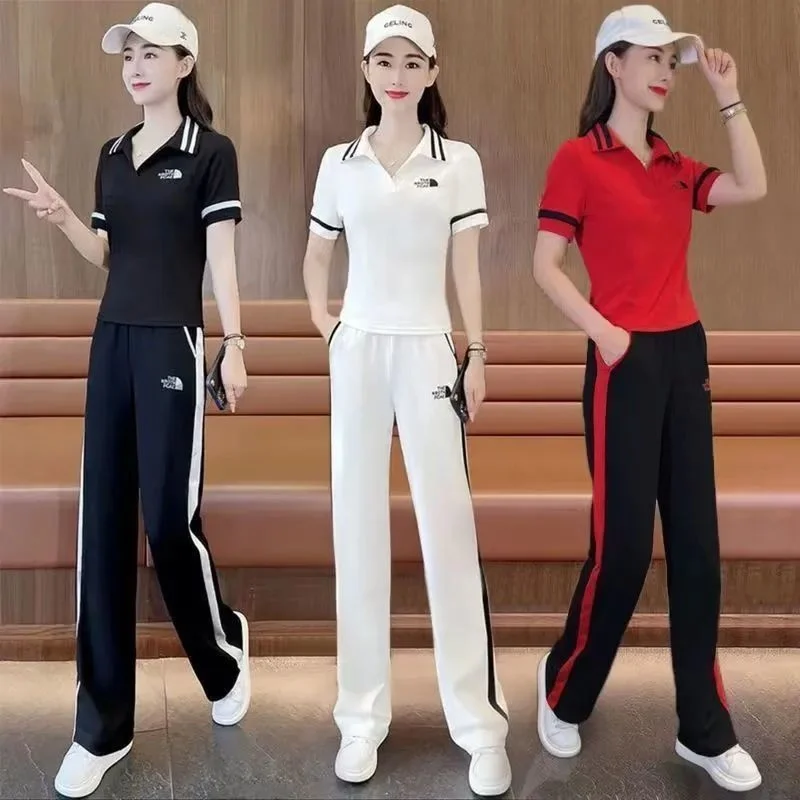 Women\'s Versatile Sports Suit 2023 Spring Summer New Korean Fashion Loose Shorts Running Wear Crop Tops And Pants Two Piece Set