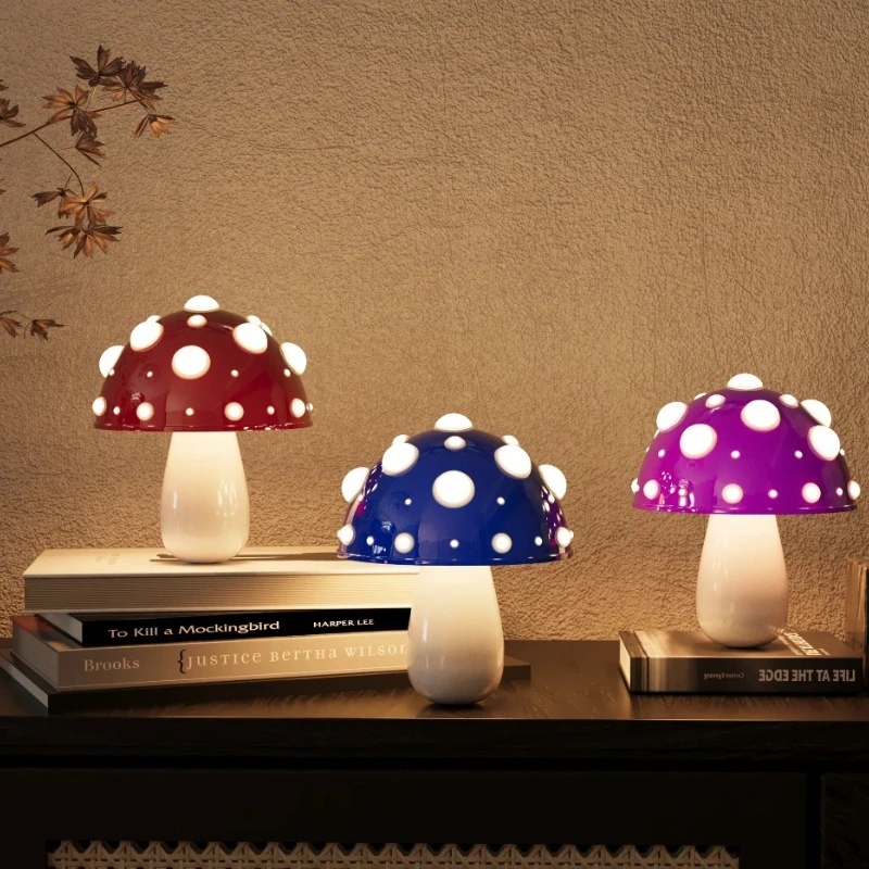 Creative Mushroom Table Lamp Bedroom Bedside Atmosphere Lamps Parlour Study USB Charging Night Lights Dual Color G9 Light Source