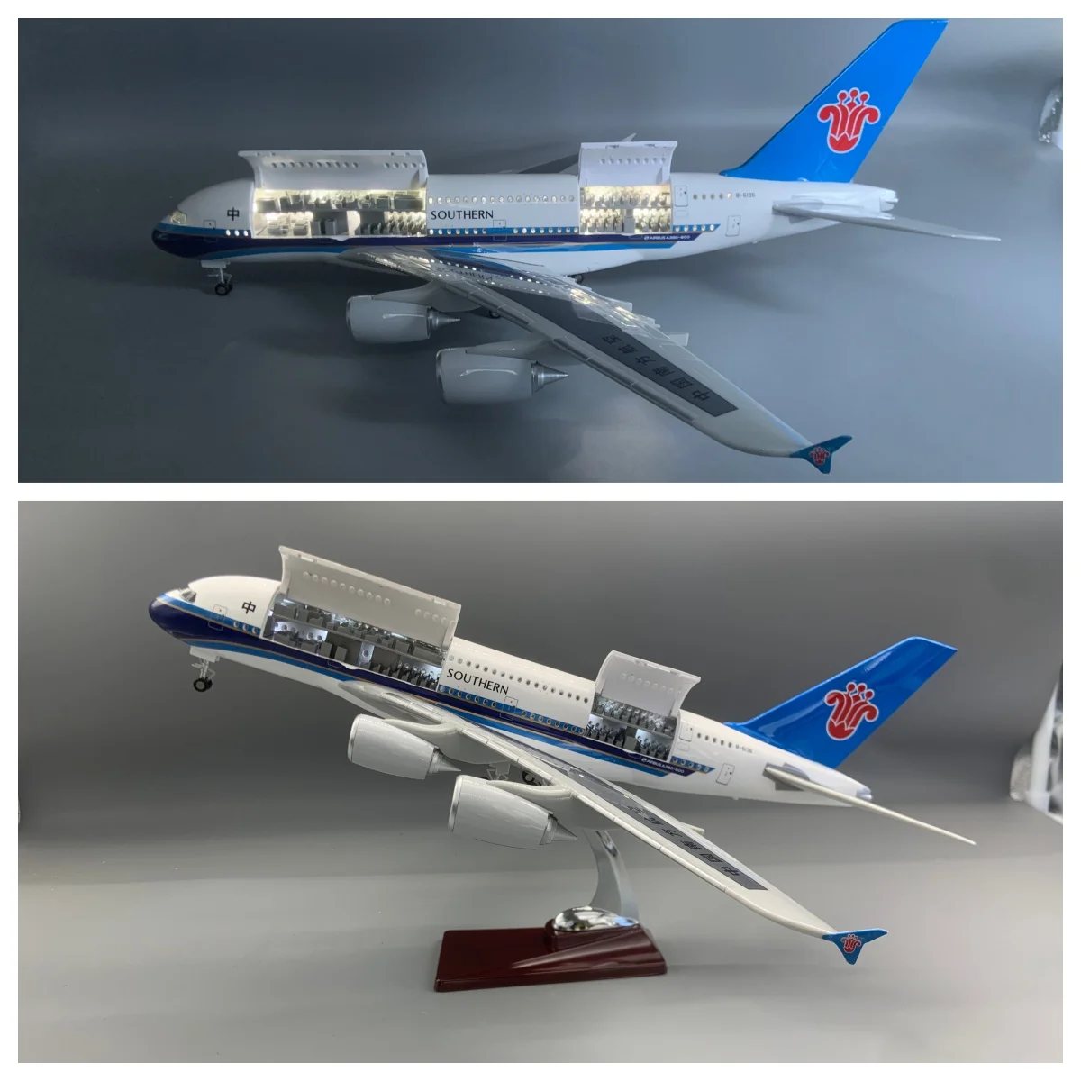 

46CM a380 Model Plane CHINA southern Resin Plastic model with Light Landing Gears Hatches Can Be Opened Collectible Aircraft