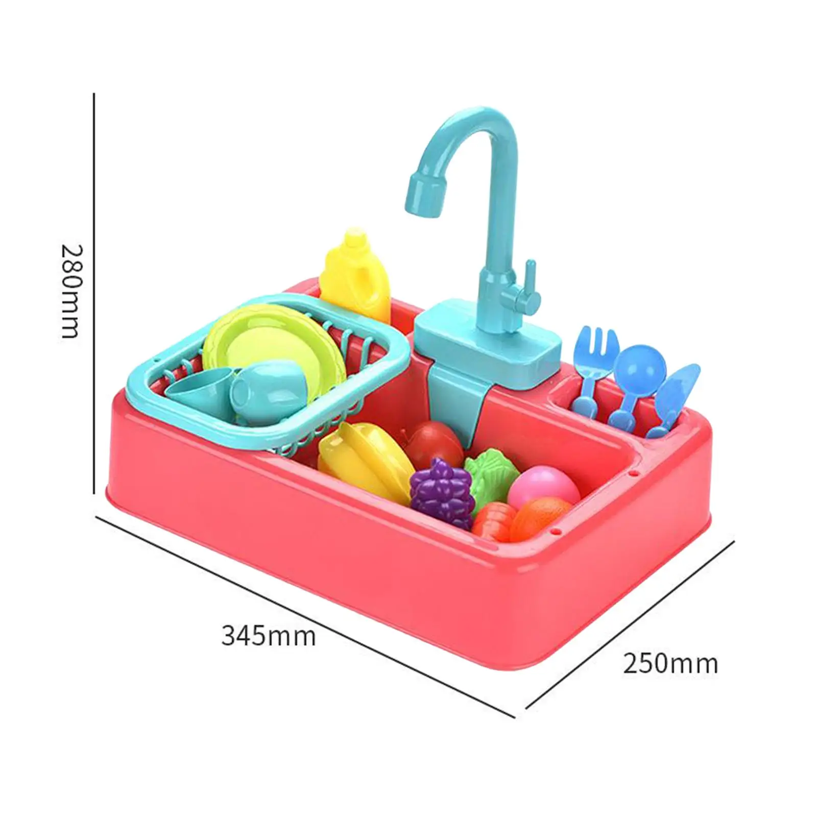 Pretend Kitchen Sink Toy Set Cut Vegetables Game with Simulated Water Tap