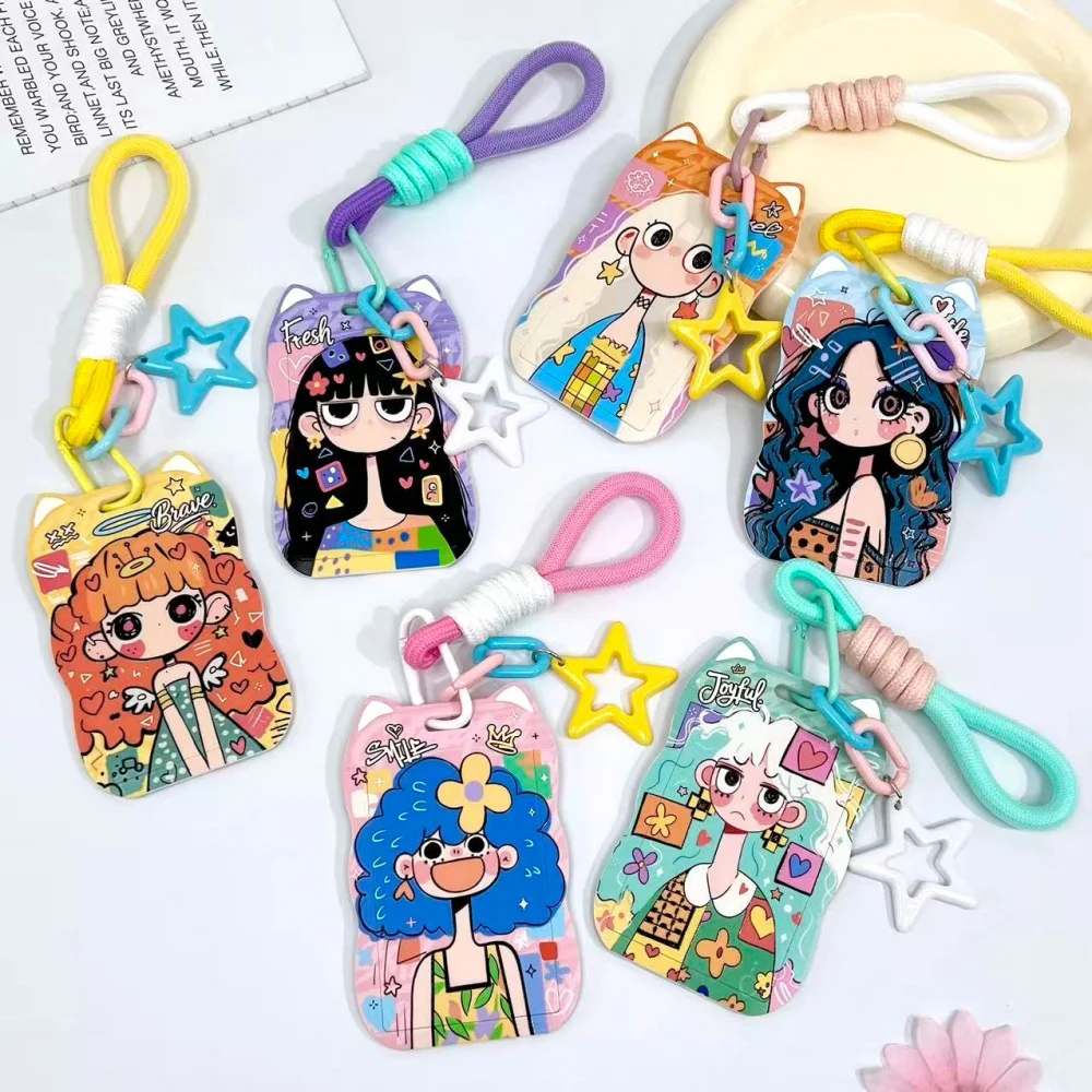 حامل بطاقة الهوية الطالب حامل بطاقة الحبل البلاستيكي حامل بطاقة الأذن القط الإبداعية للعمل المفاتيح المدرسة #6