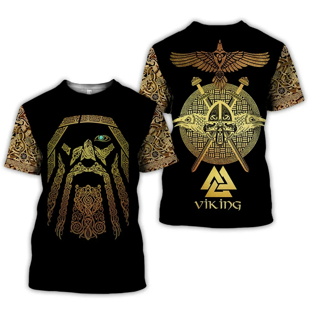 Viking symbol T Shirt 3D Print Men Women Short sleeve Tshirts Hip Hop streetwear O-neck Vintage T-shirt Unisex clothing