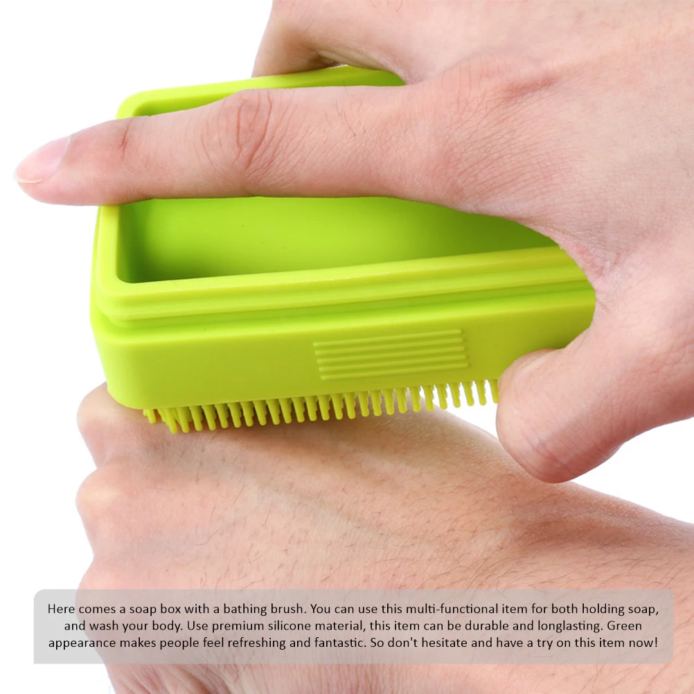 

2pcs Silicone Bath Box With Brush Lid Exfoliating Soap Holder For Men Women Odor-Free Multi-Functional Silicone Soap