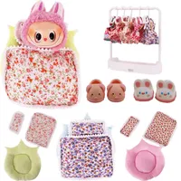 Labubu Doll Bed Set with 2 Pillows Sleeping Bag for 1/12 BJD Doll GSC Body9 Molly DOD YMY Obitsu11 - Doll Accessories