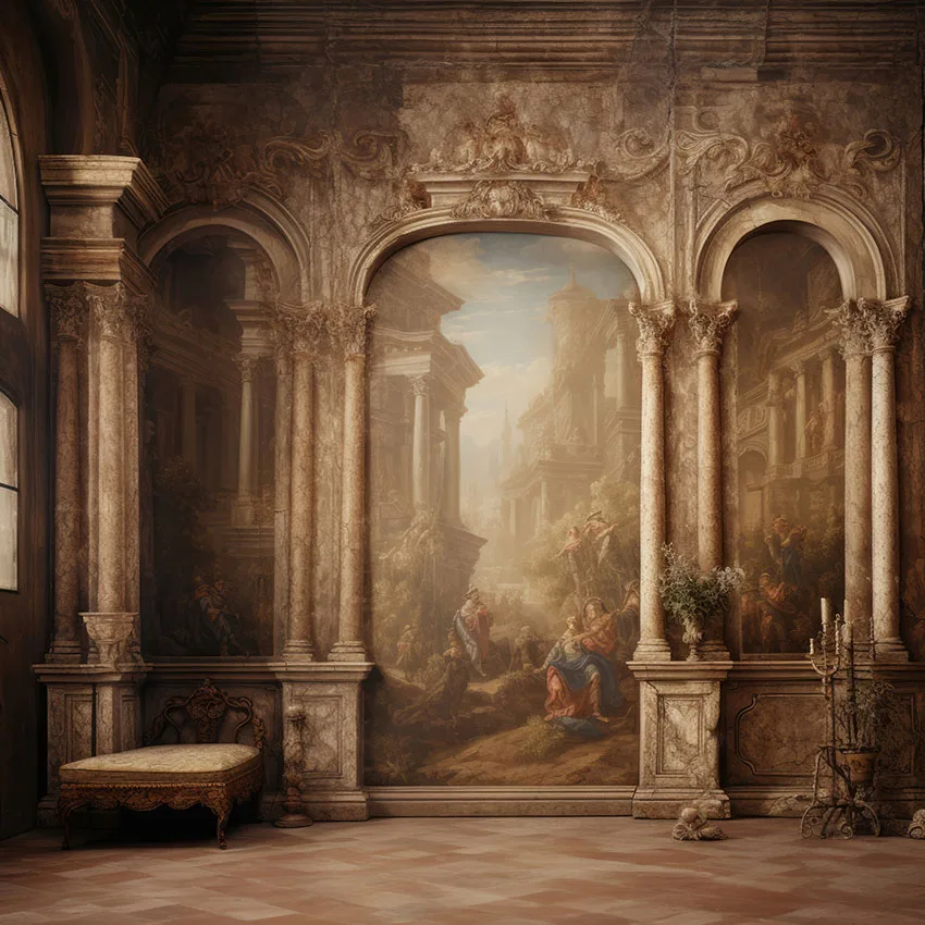 Mehofond Vintage Wall Photography Backdrops Maternity Portrait Roman Palace Indoor Artist Brick Red Background Photozone Studio