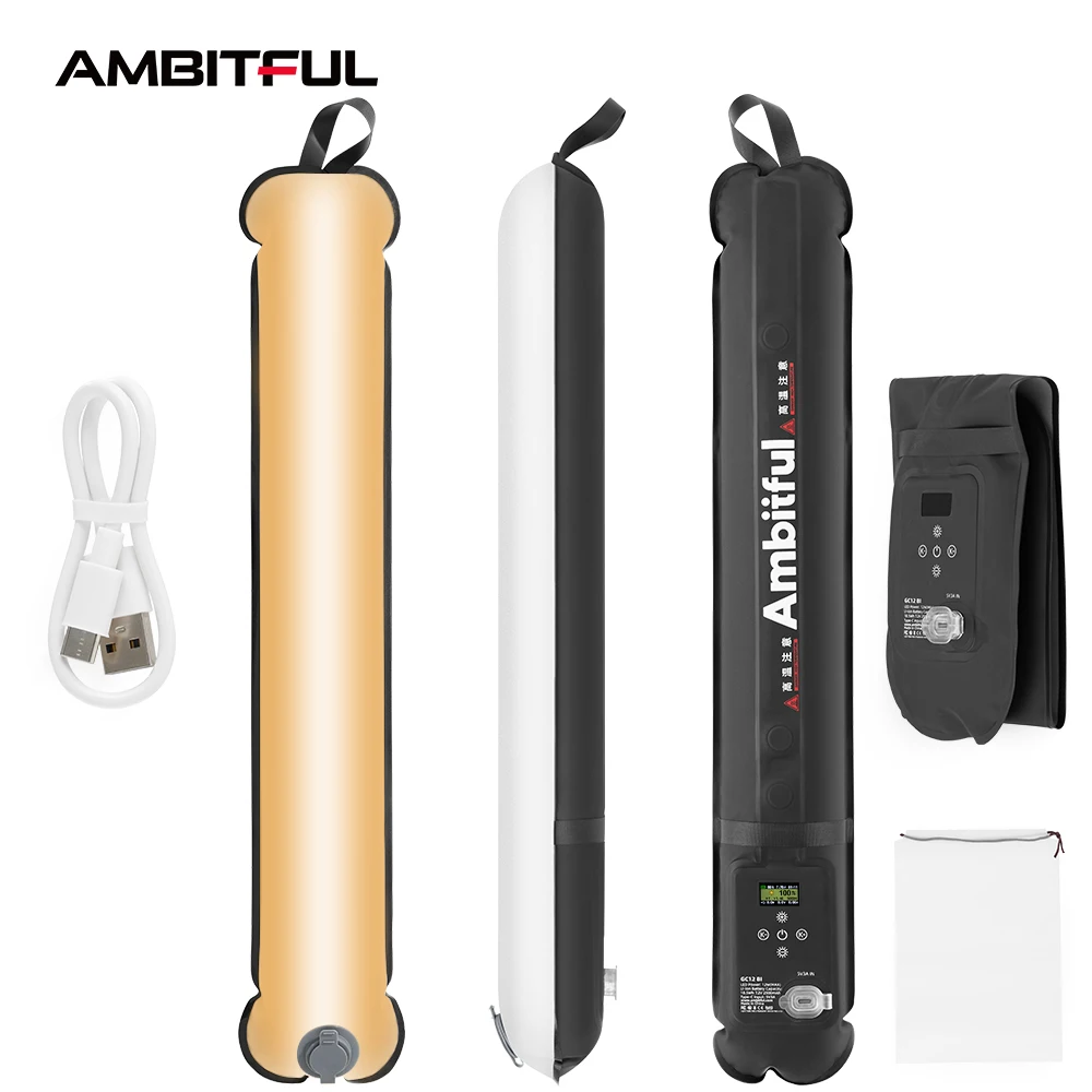 Ambitful GC12 골드 크로우 12 유연한 사진 조명 공기 조명, 2700K-6500K 휴대용 LED 소프트 라이트, 팽창식 Best5 Ambitful GC12 골드 크로우 12 유연한 사진 조명 공기 조명, 2700K-6500K 휴대용 LED 소프트 라이트, 팽창식 Best5
