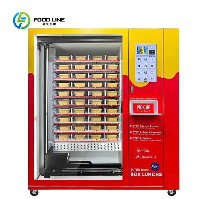 SDK Enabled 24-Hour Unmanned Hot Food Vending Machine Custom Automatic Pre-Prepared Lunch Box Retail Machine For Sale