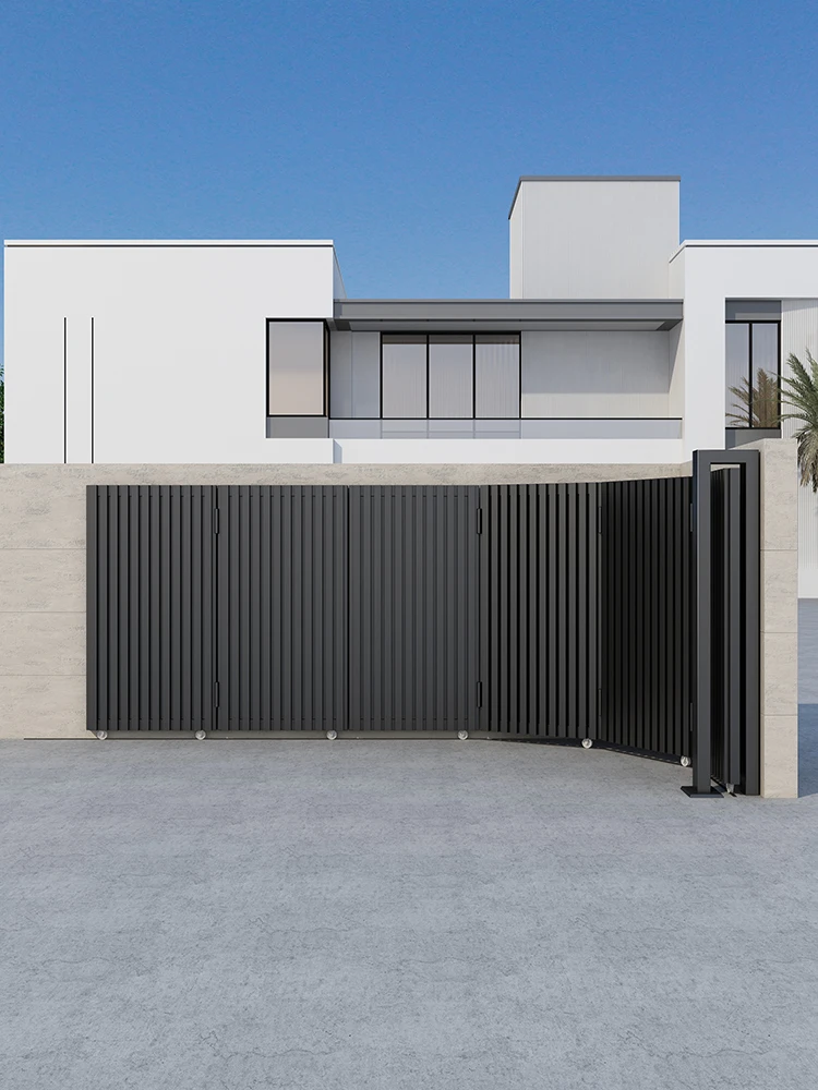 

Simple aluminum alloy electric turning courtyard door stainless steel villa yard door sliding gate