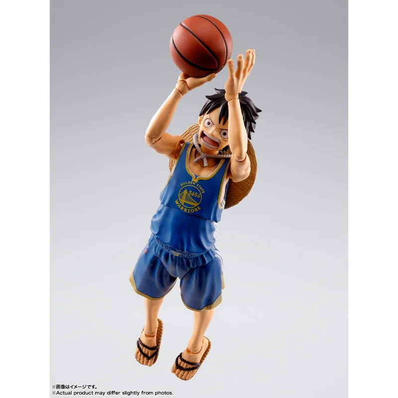 Bandai S.H.Figuarts Pre‑order One Piece × NBA Monkey D. Luffy Golden State Warriors Outfit Version Figure view 5
