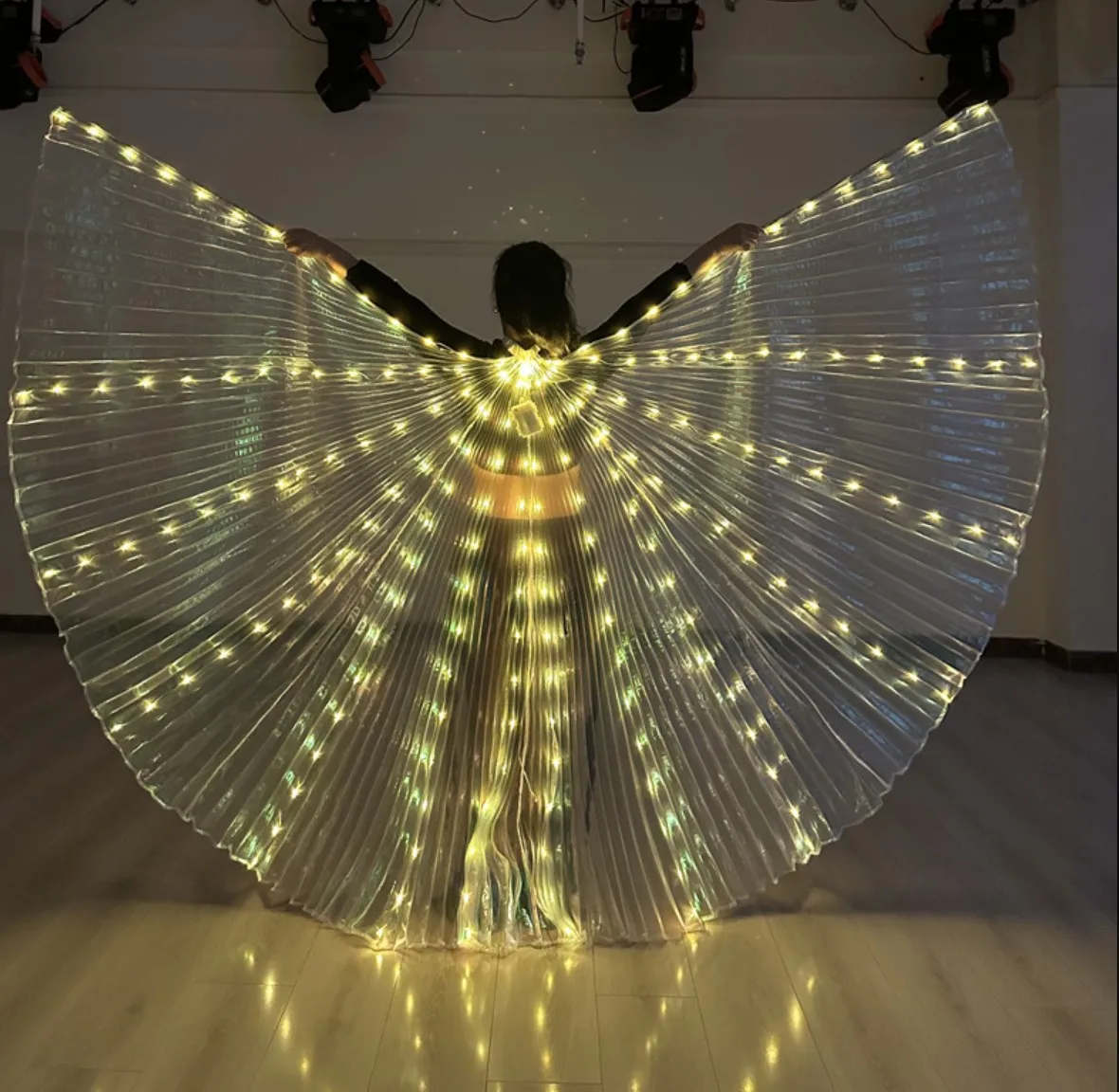 Ali di danza del ventre a LED Isis Ali di farfalla a LED colorate con bastoncini telescopici Spettacolo di costumi luminosi
