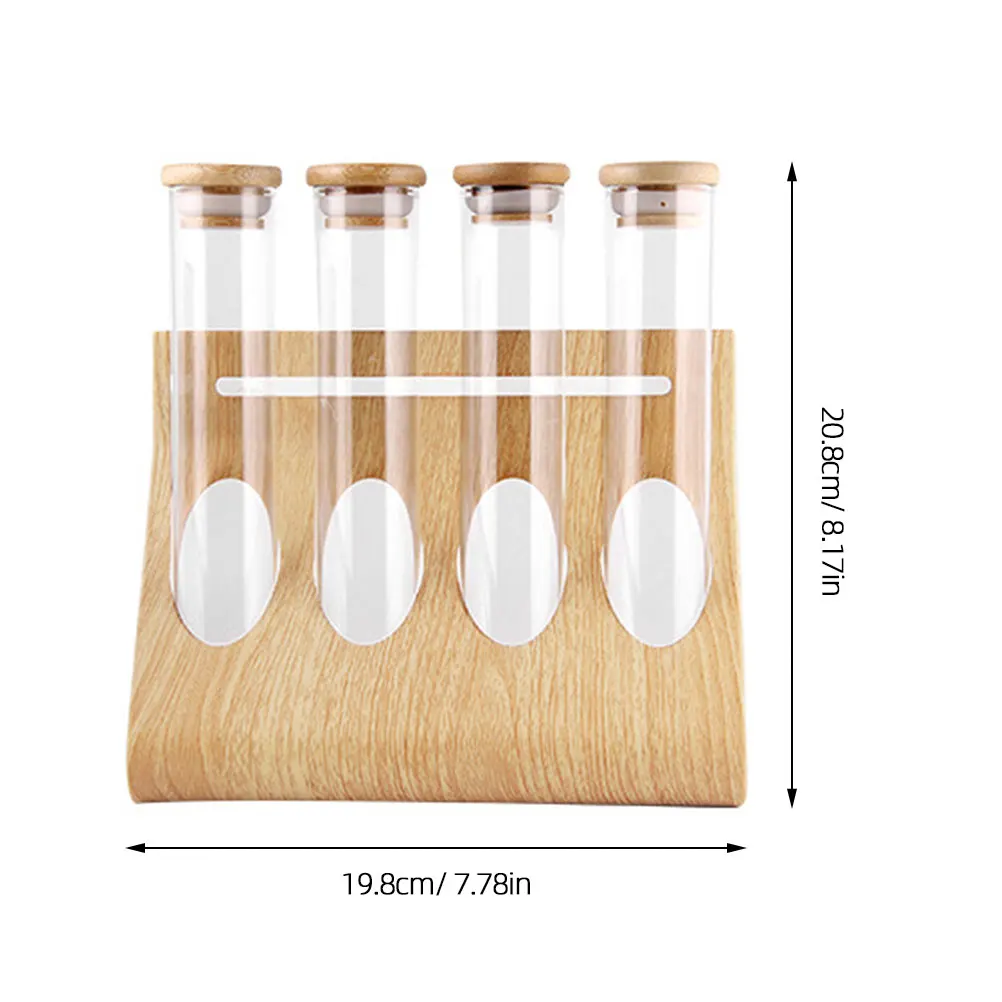 

Coffee Bean Display Jar Clear Glass Rack Tube Storage Container Spices Yogurt Wooden Kitchen Bar Cafe Restaurant