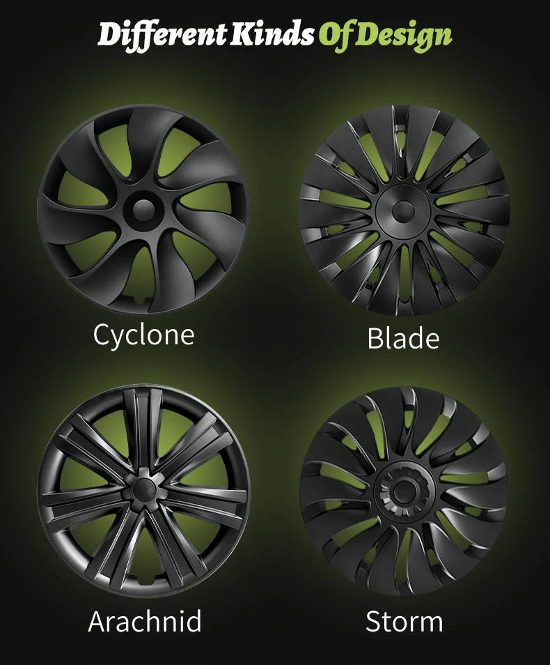 4PCS Wheel Cap Design For Tesla Model Y 2020-2024 19 Inch Right&Left Hubcaps Cyclone Cover Wheel Cover Replacement Accessories