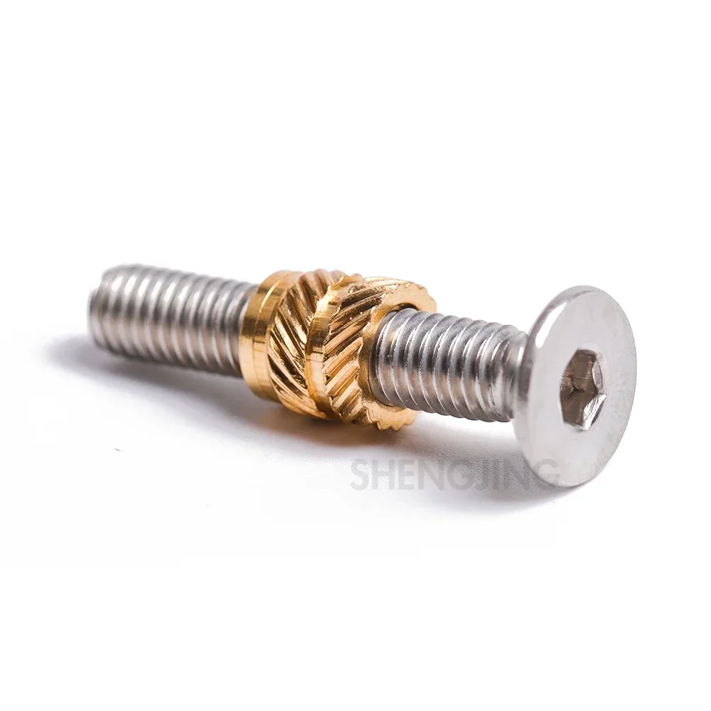 100/10 PCS Hot Melt Knurled Thread Brass Insert Nut M1/M1.2/M1.4/M2/M2.5/M3/M4/M5/M6/M8 Female Threaded Embedment Inserts Embed