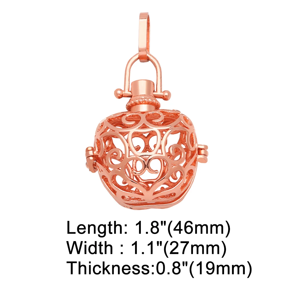 OCESRIO Hollow Heart Apple Harmony Ball Necklace Pendant for Pregnancy Women Copper Gold Plated Wishing Ball Jewelry pdtb409