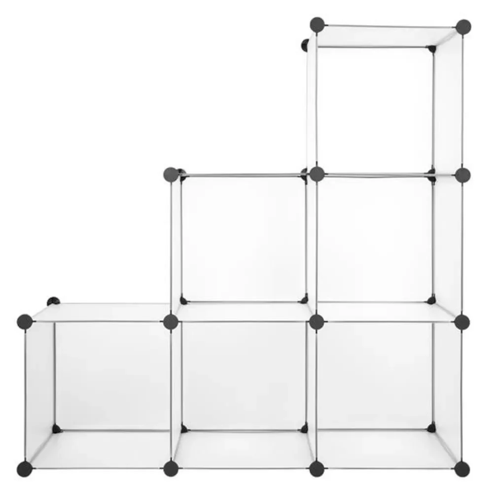 

Unit Organizer Durable Stackable 6 Cubes Shoe Rack DIY Plastic Modular Closet Cabinet Storage Organizer White