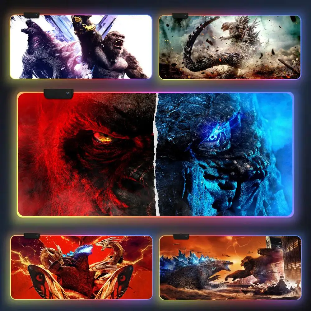 hot! G-Godzillas X K-Kongs Mouse Pad CS-GO anime character luminous mouse pad super large RGB office game competitive keyboard p