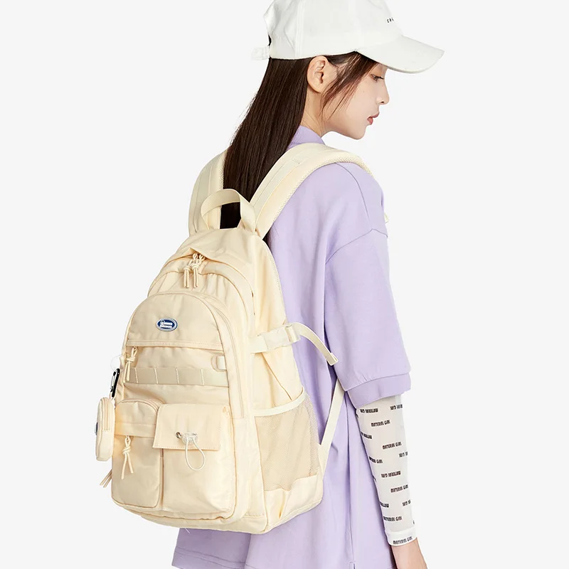 

Original White Computer Double - Shoulder Backpack for College Girls, High School and Junior High School Students