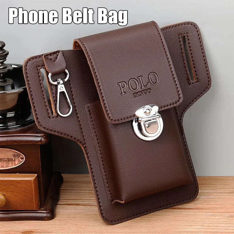 Phone Belt Bag For Men Bags Cell Phone Loop Holster Phone Pouch Wallet High Quality Multifunctional Leather Phone Case