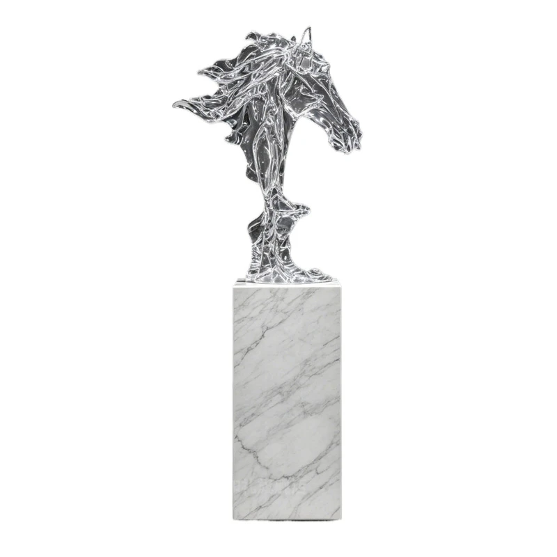 LMM Modern Light Luxury Transparent Horse Head Ornament Entrance Living Room TV Cabinet Sculpture Ornament