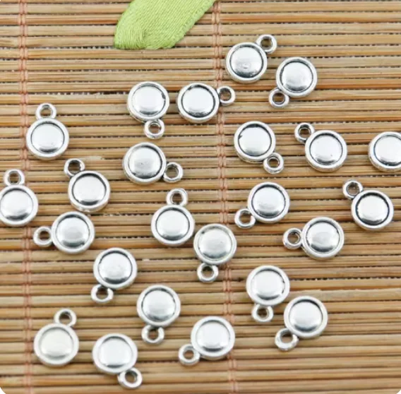 

50pcs 6.5mm Tibetan Silver 2sided round charms HWEF2251 for jewelry making