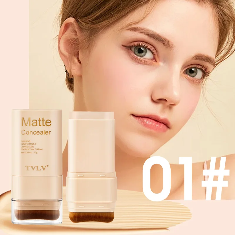 ssiŞ Due in uno Fondotinta a doppia testa Stick per il trucco Fondotinta per il viso Alta copertura Impeccabile Fondotinta illuminante Trucco per il viso