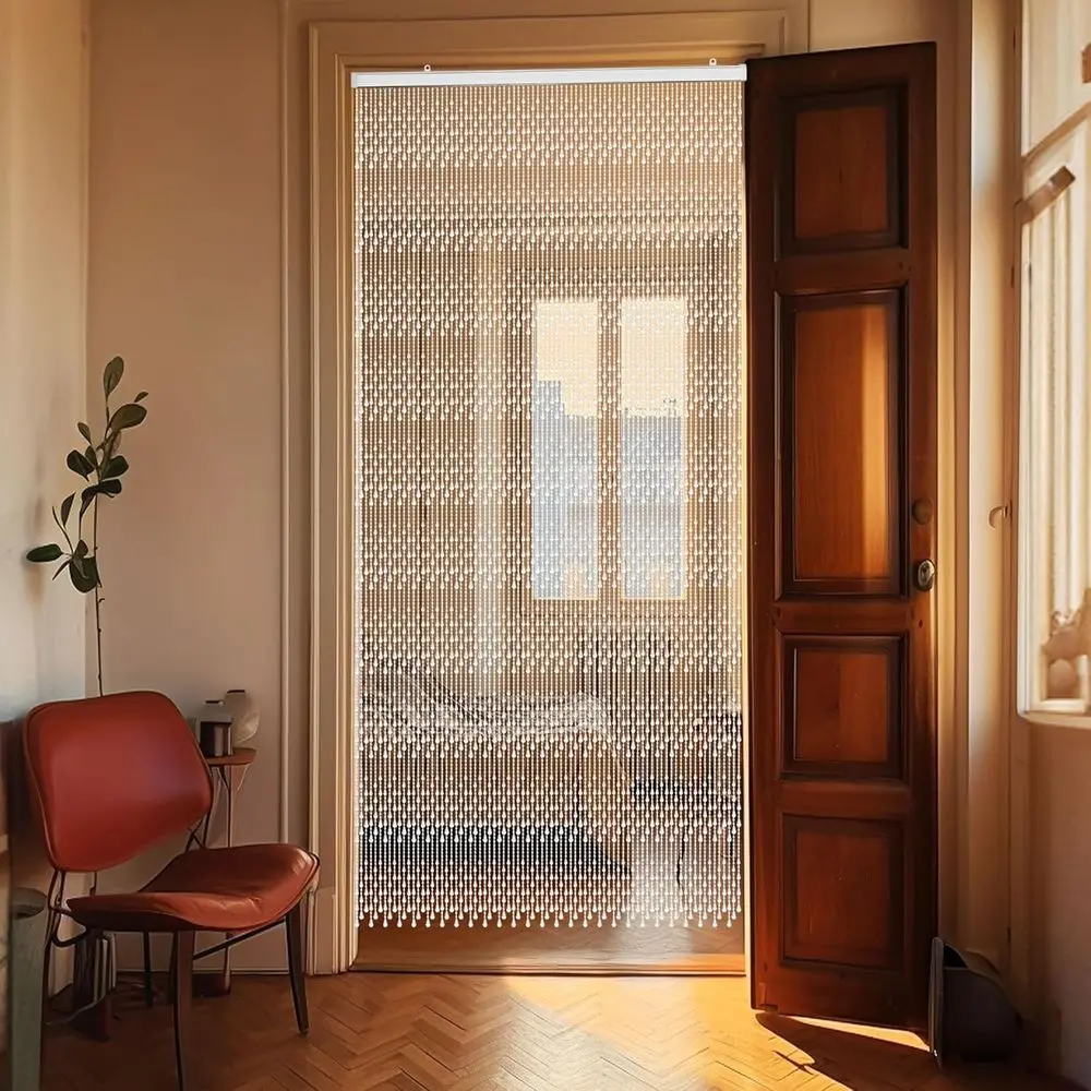 Acrylic Beaded Door Curtain, 81 Strands, 35.5 x 79, Raindrop Design, Room Divider for Home Decor