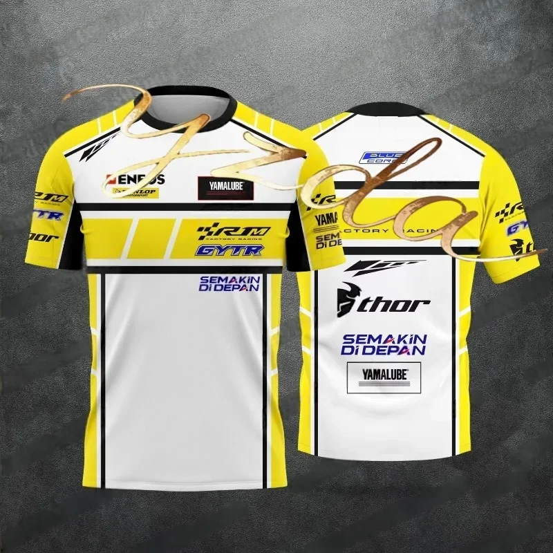 

New R1m Model Motorcycle Racing Enthusiasts Blue And Red Men's And Women's Summer Casual Breathable Sports Quick Drying T-shirt