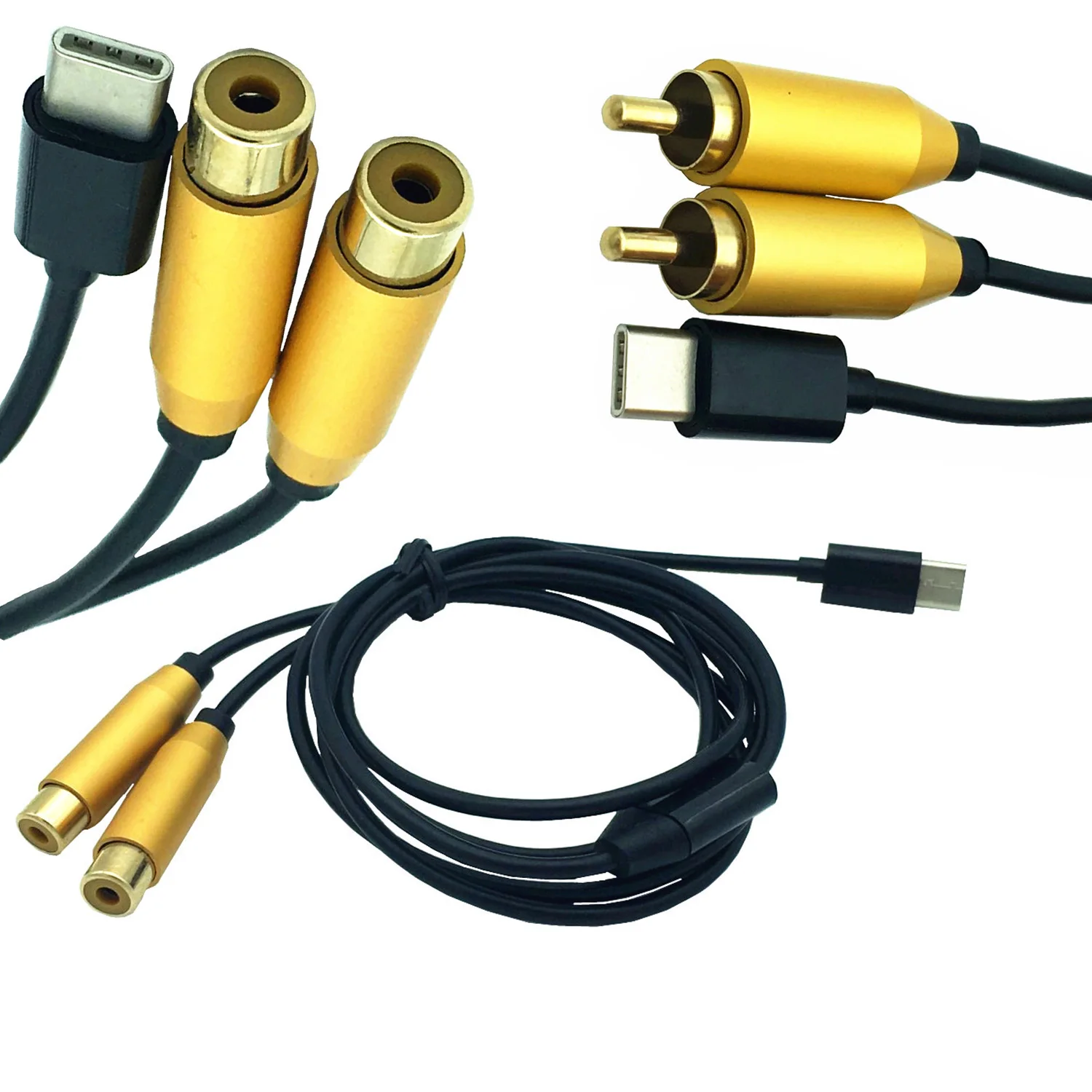 Cable de Audio USB Tipo C a 2RCA, Cable Tipo C a RCA, Cable de Audio 2RCA para Xiaomi, LG, Home Theater, Amplificador, DVD, TV, Altavoz