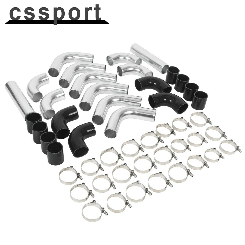 

3" inch Universal Aluminum Turbo Intercooler Pipe Piping Kit + Hose + Clamp