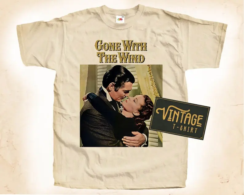 Gone with the Wind ver.1 T shirt Tee Natural Vintage Cotton Movie Poster All Sizes