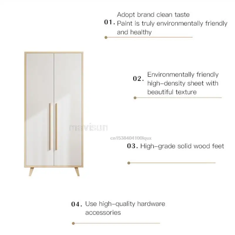 Modern Minimalist Economical Home Bedroom Storage Cabinet For Clothes Small Apartment Nordic Children\'s Two-Door Wardrobe Closet