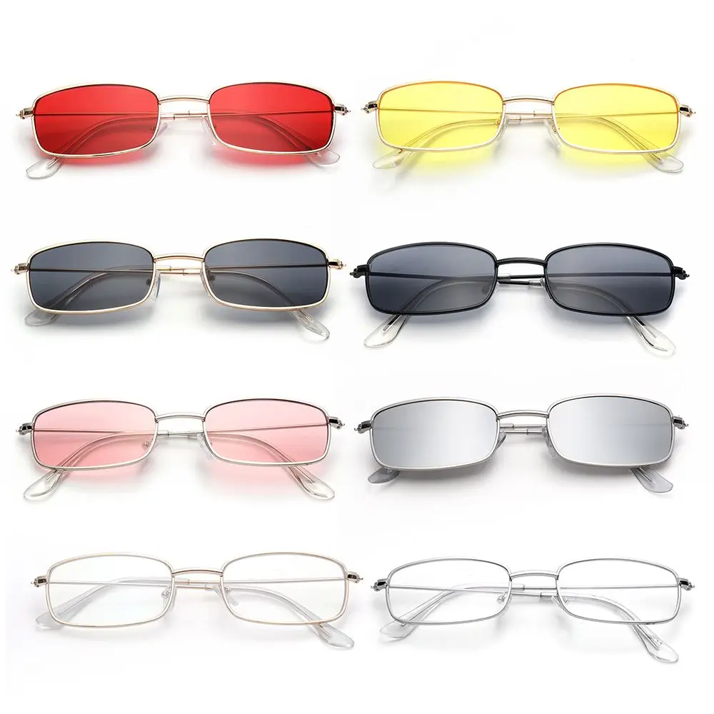 Retro Small Oval Women\'s Sunglasses Brand Shades Classic Candy Color Metal Rectangular Sun Glasses Fashion Eyewear UV400 Goggles
