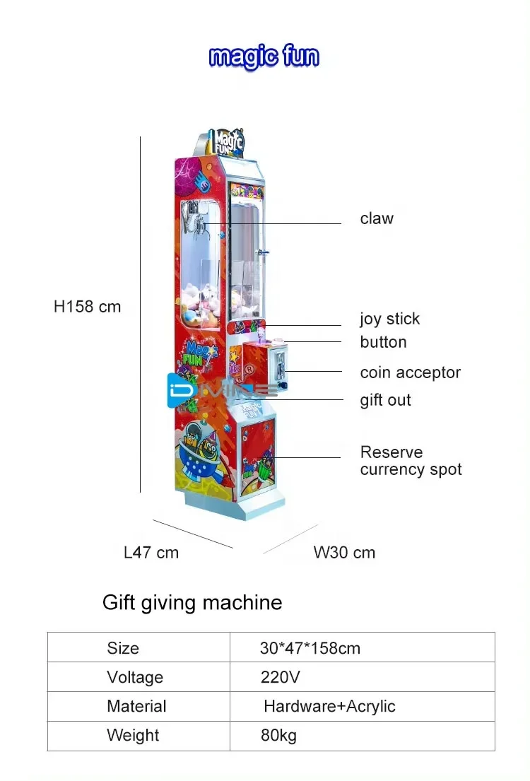 Amusement Coin Operated ODM/OEM Arcade toy Claw Vending Machine  Mini Claw Crane Machine With Top Locker Showcase