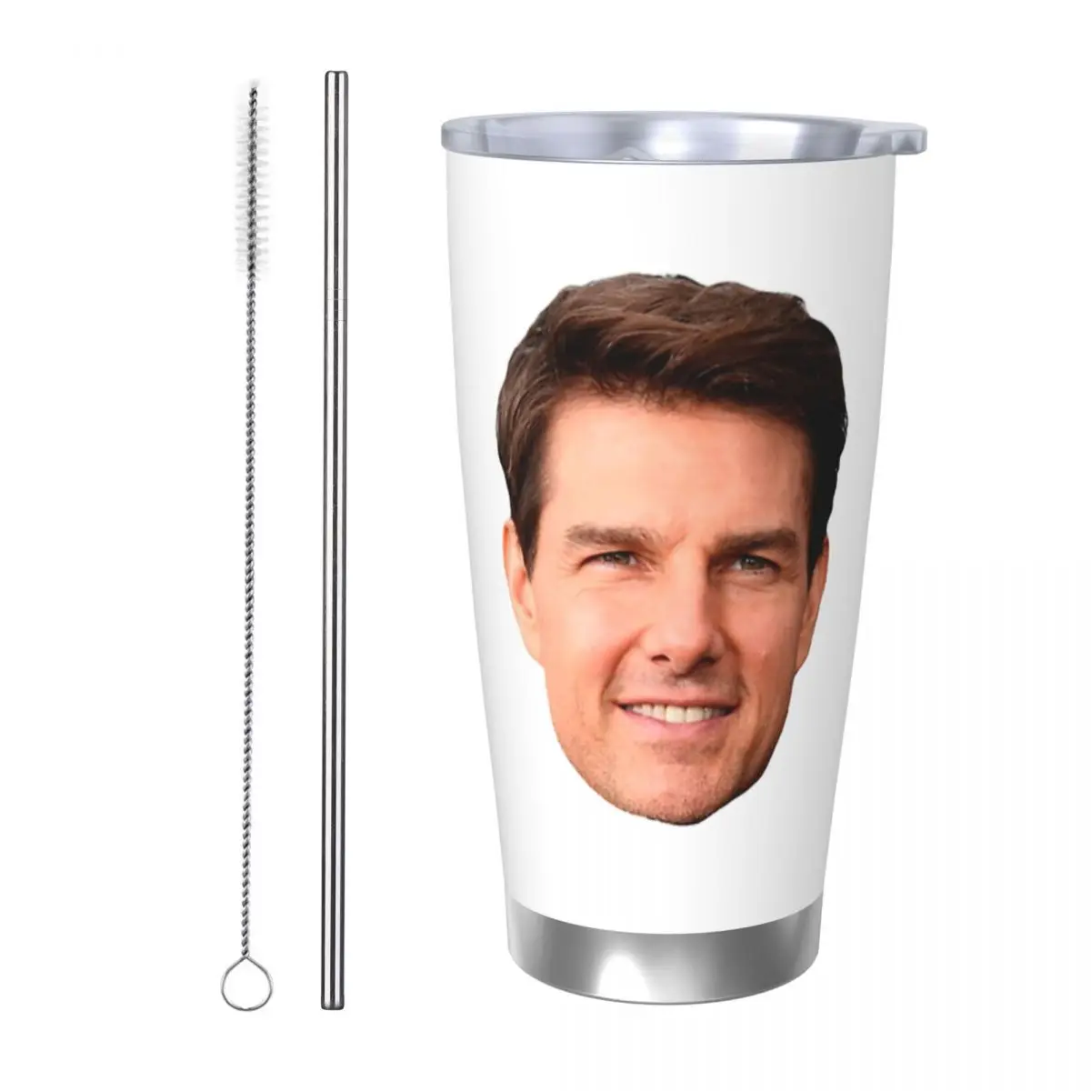 

Tom Cruise Face Cutout Стакан из нержавеющей стали Кружки с вакуумной изоляцией Термальные холодные чашки Соломинки с крышкой 20 унций
